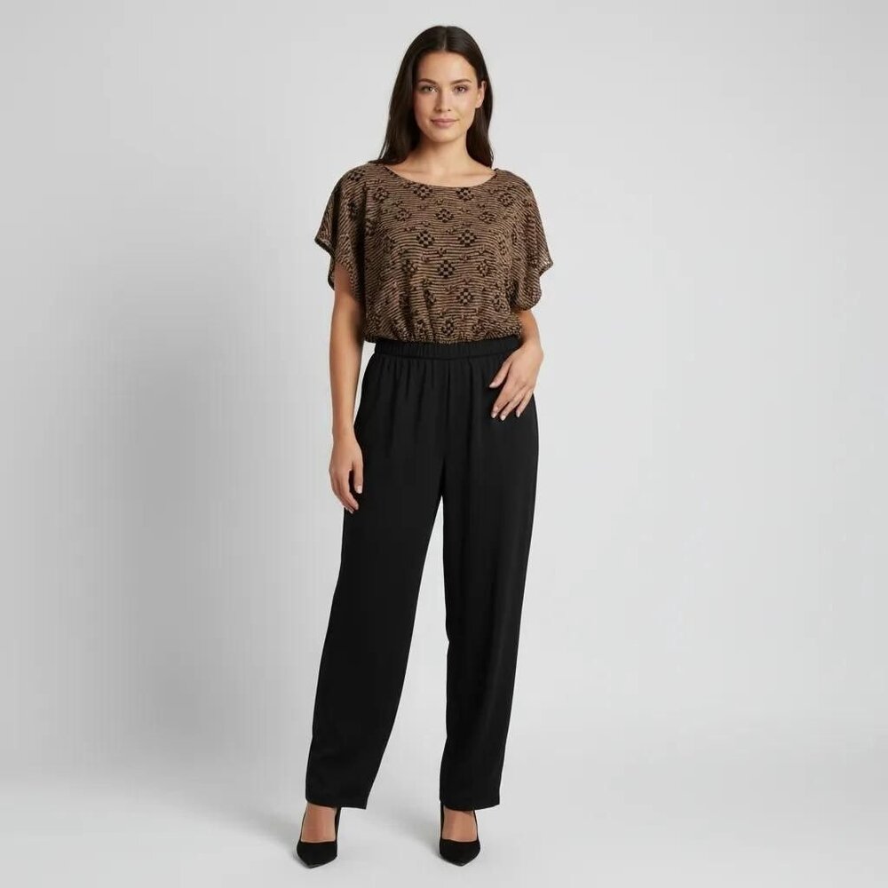 Emma & Michelle Women's Jumpsuit Flutter Sleeves Stretch Belted Pants Medium NWT - Picture 1 of 11